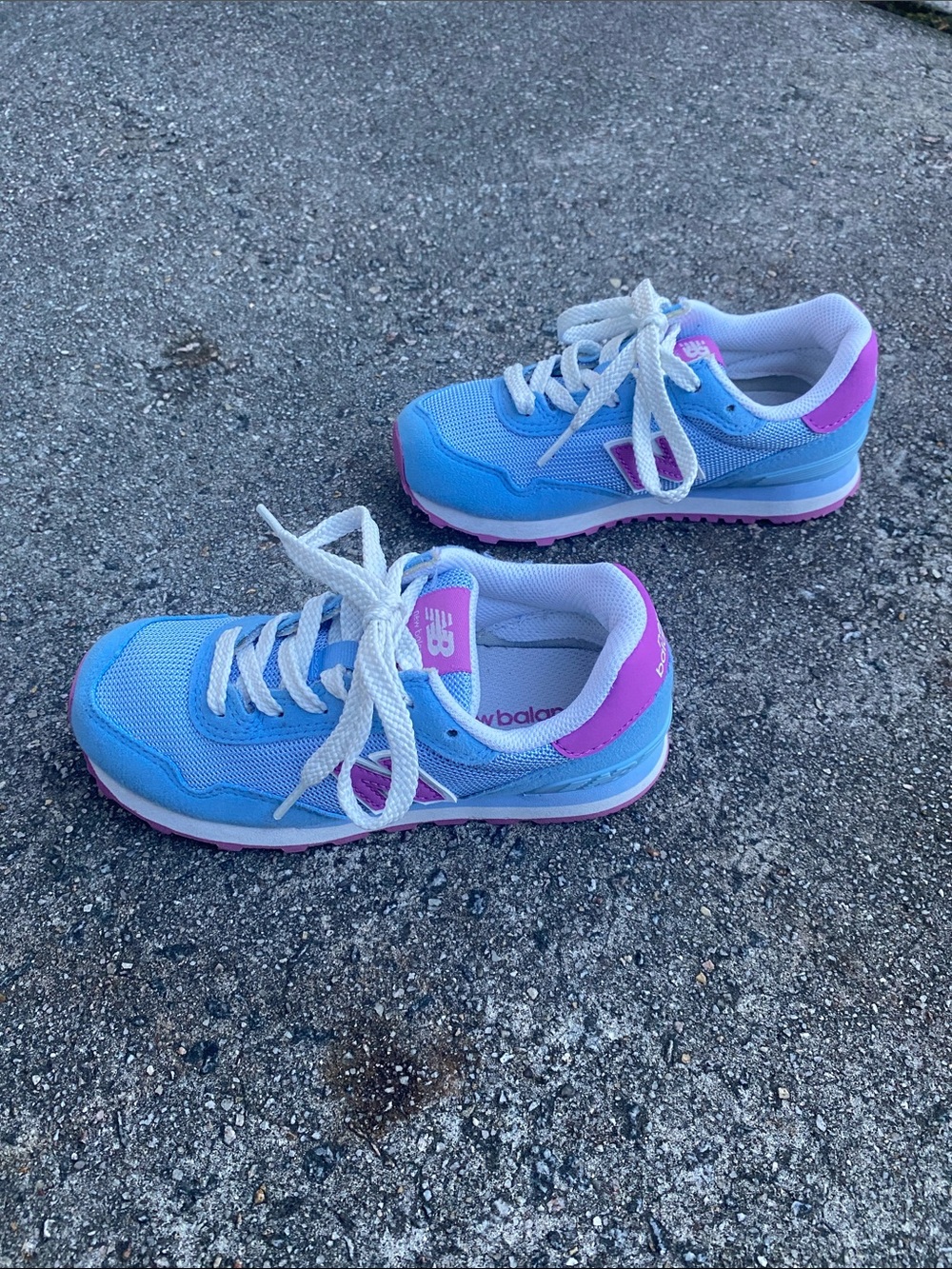 New Balance 515 Kids Light Blue & Pink Retro Runner Sneakers Size 12.5C